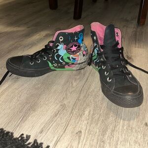 Converse Black High-Top Sneakers with Colorful Design